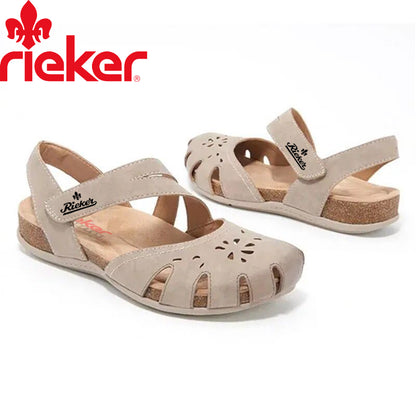 Új Rieker® női szandál borjúbőrből a kényelemért és az ívelt tartásért, ideális kültéri használatra.