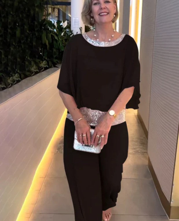 💞Kiárusítás🔥Elegáns, fényes, színes, kerek nyakú, kétrészes szett [2 darab vásárlása esetén ingyenes szállítás]