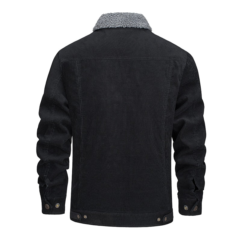 Men's Denim Corduroy Jacket with Wool Lining
