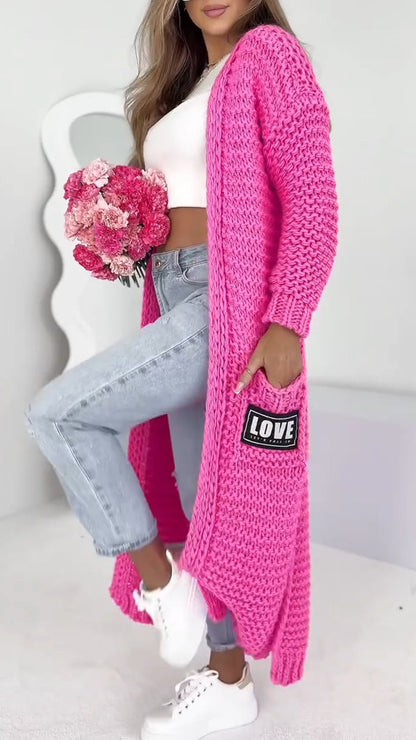 Női kötött alkalmi hosszú kardigán