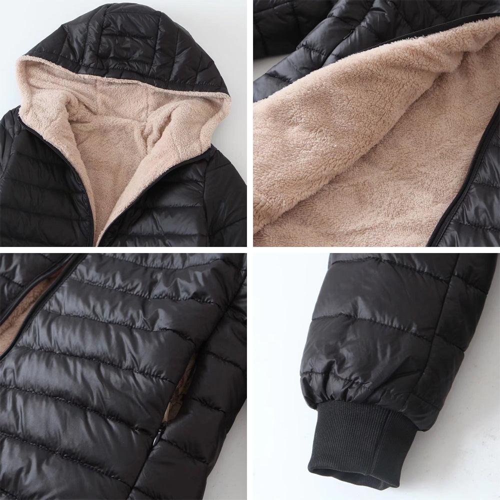 NŐI KÖZEPES SHERPA PAMUT KABÁT, KAPCSINÁVAL