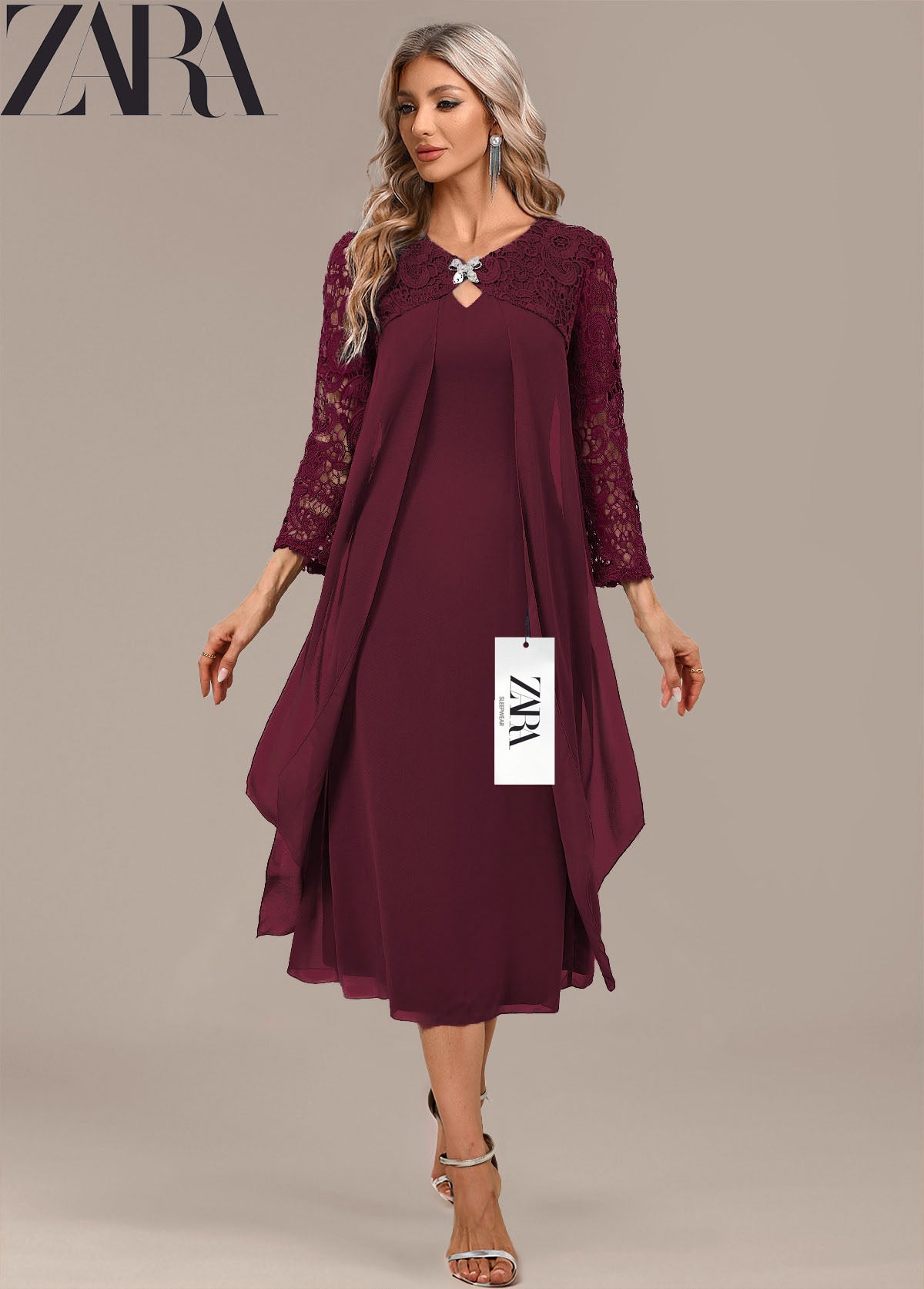 Új, divatos női ruha kerek nyakkivágással