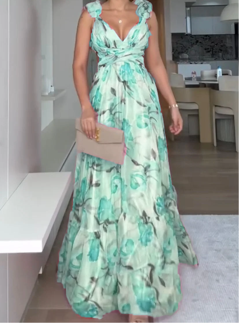 🍓Szexi és elegáns, rakott mintás, pántos ruha