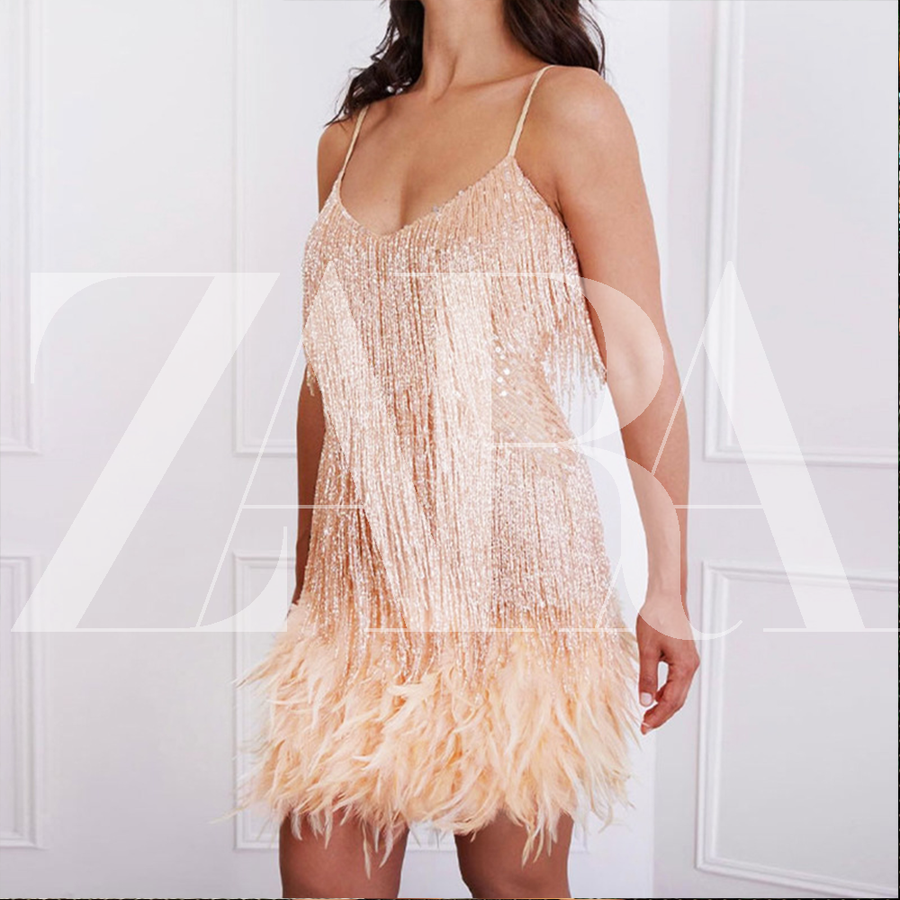 [ZARA]Luxus Bojtos Flitteres Függöny Ruha