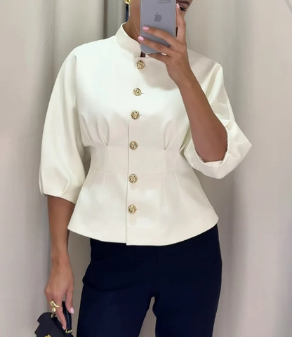 Elegáns ing állógallérral és magas derékkal