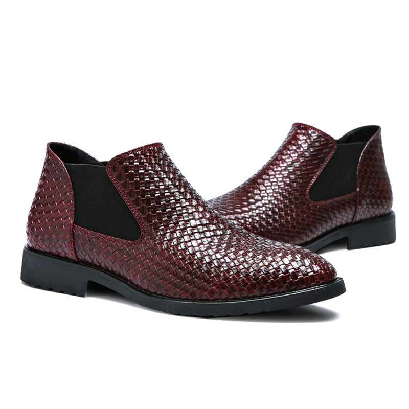 Férfi bőrcsíkos, kézzel kötött Chelsea csizma