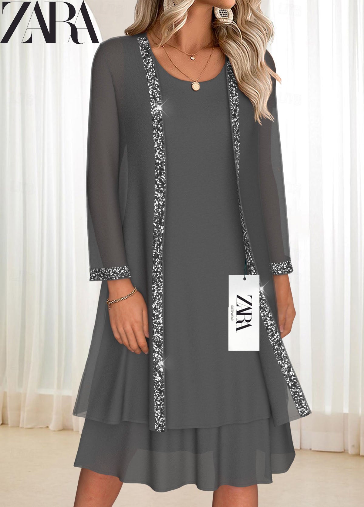 Új, divatos női ruha kerek nyakkivágással