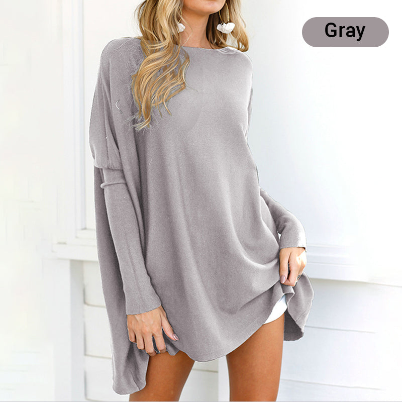 Női hosszú ujjú, kerek nyakú blúz egyszínű