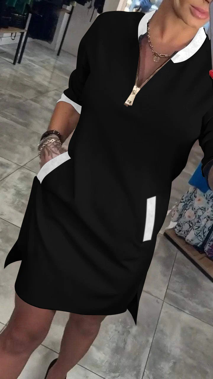 🔥50% kedvezménnyel!👗 V-nyakú ruha cipzárral