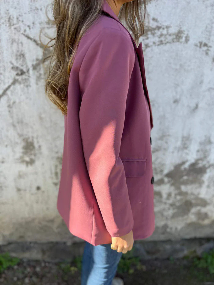 Divatos, hosszú ujjú kabát egyszínű színben