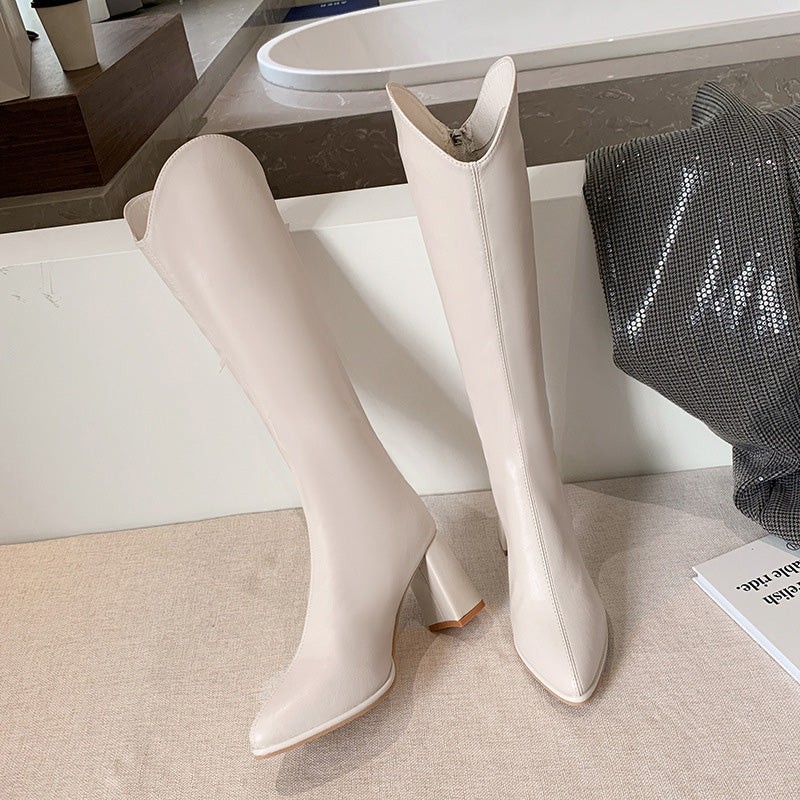 [✨2025 Új termékek]👢Elegáns női magas sarkú bokacsizma hegyes orrral