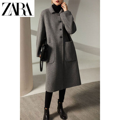 ZARA®🐑Damski wełniany płaszcz