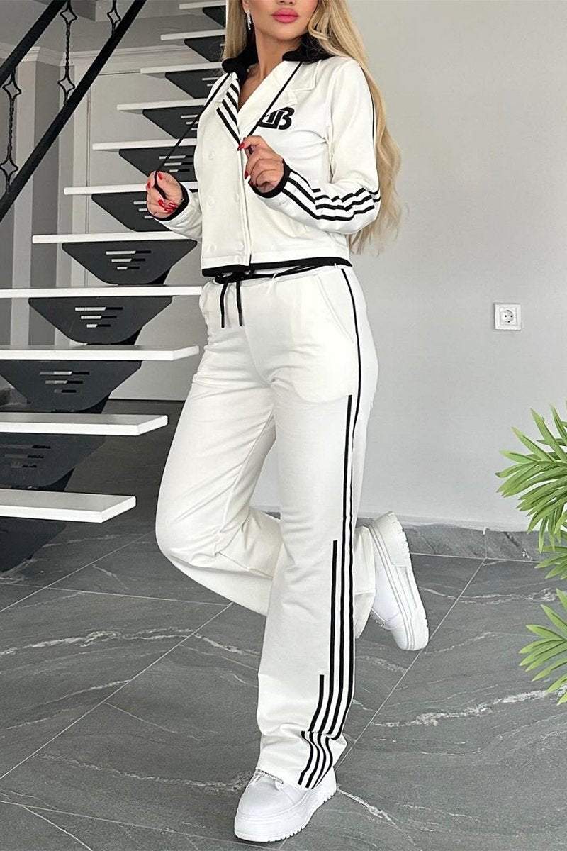 💕Női kontrasztos webkapucsos nadrágkosztüm