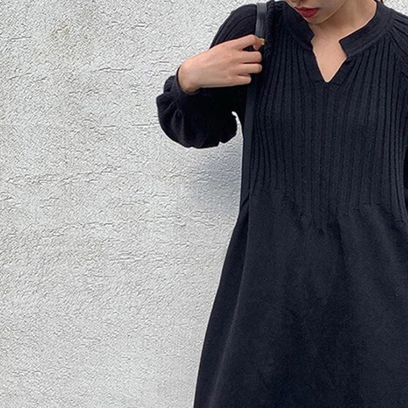 Női egyszínű, hosszú ujjú kötött maxiruha