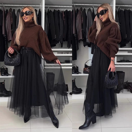 Női A-vonalú tüllszoknya