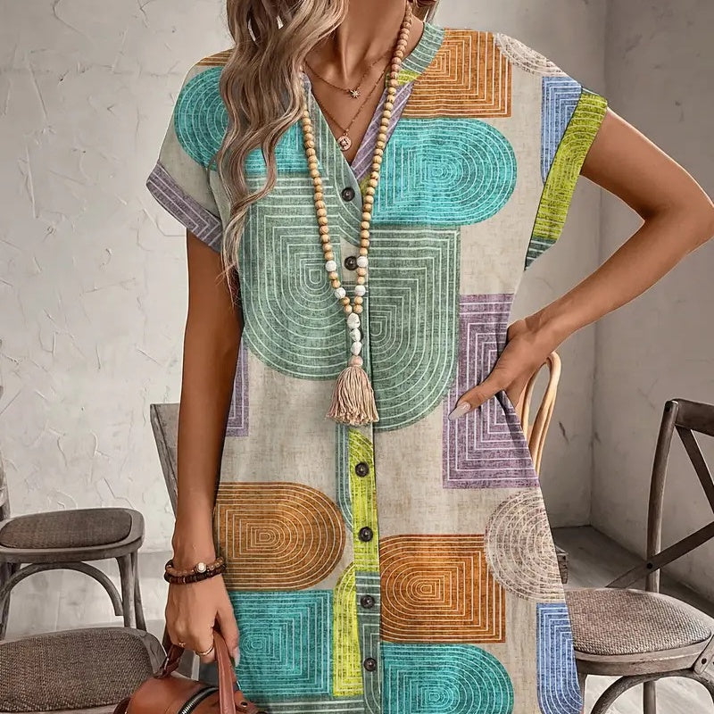 🌺【 S-2xl】 Színes mintás ruha