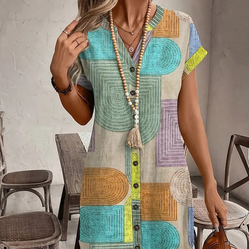 🌺【 S-2xl】 Színes mintás ruha