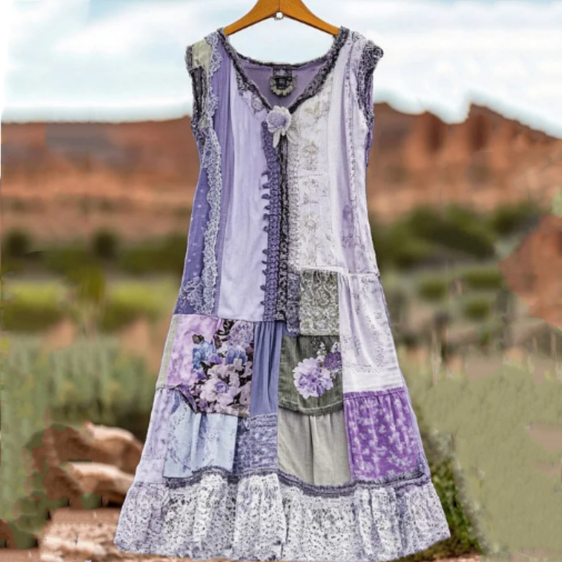 🌷【S-4XL】Vintage virágmintás ujjatlan ruha nőknek