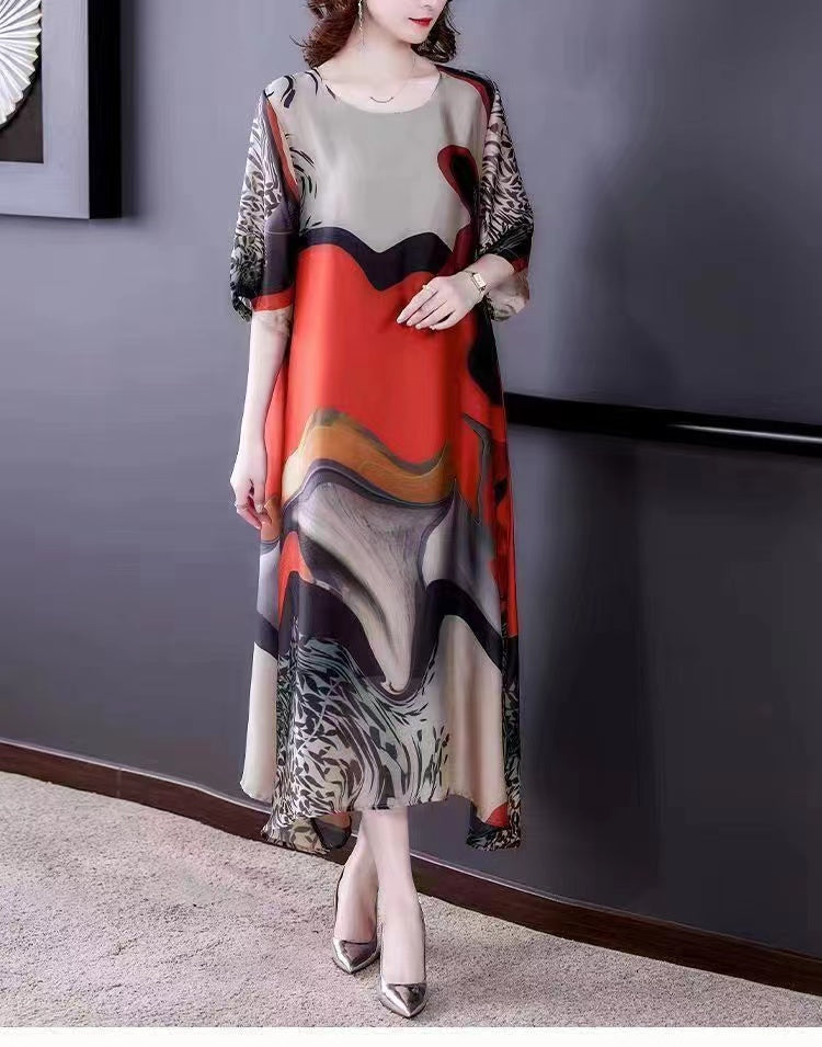 2023 nyári új selyem bő ruha