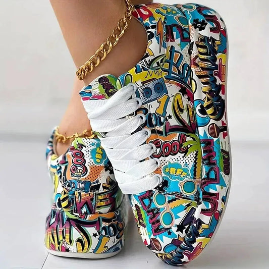 Alacsony grafit női fűzős vastag alsó cipő Alkalmi sétacipő