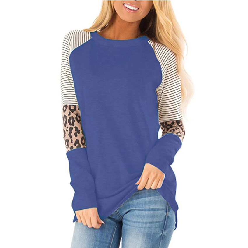 2023-as új női kerek nyakú, hosszú ujjú, kontraszt színű póló