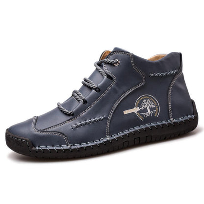 Férfi Vintage mikroszálas bőr kézi varrás puha bokacsizma