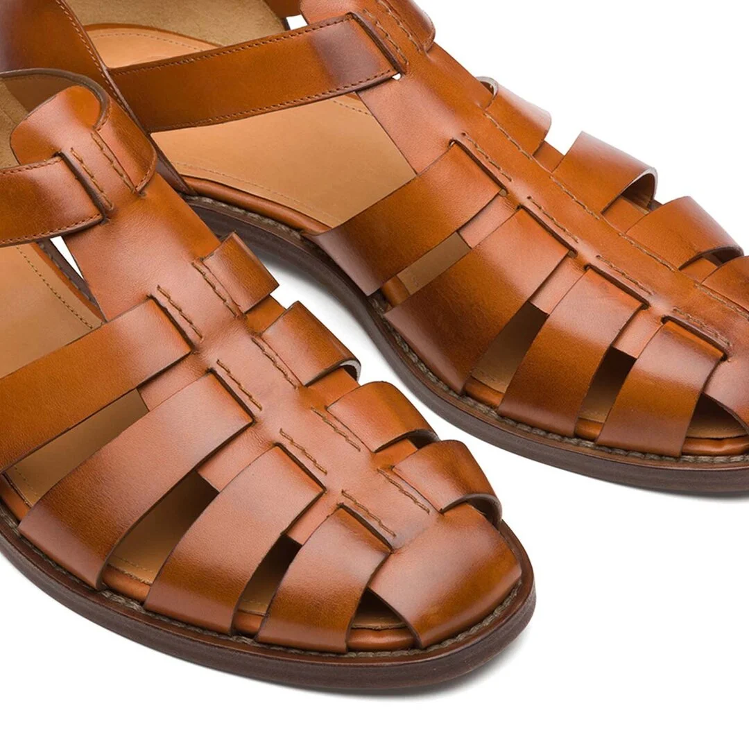 Bőr férfi szandálok (ingyenes szállítás)