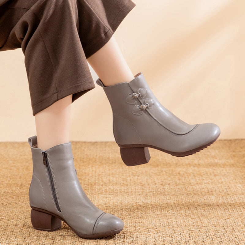 Marhabőr középsarkú, puha talpú rövid csizma