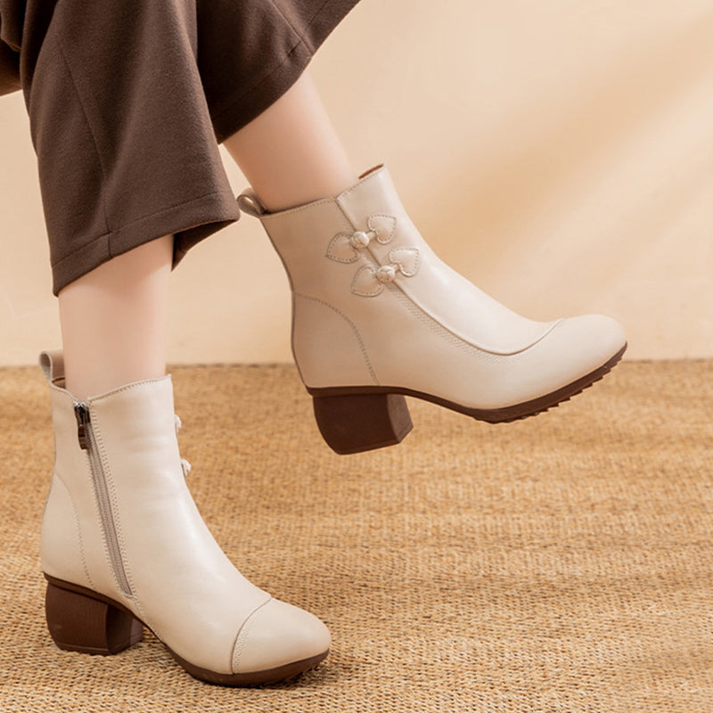 Marhabőr középsarkú, puha talpú rövid csizma