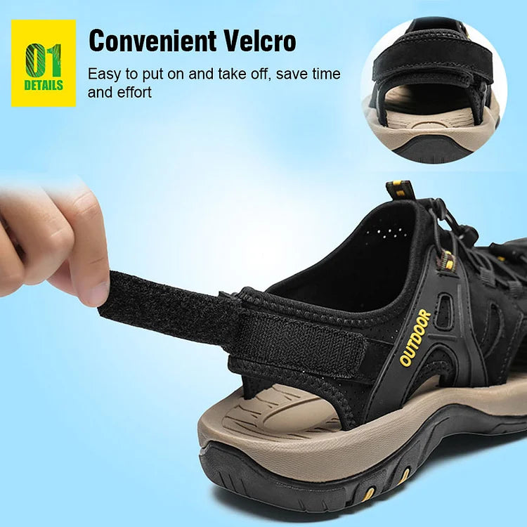 Férfi zárt orrú sportszandálok sporttúra szandálok szabadtéri túracipők bőr strand horgászszandálok