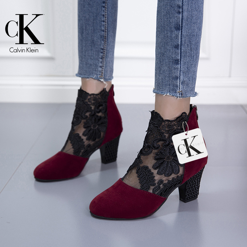 2024 női divatos csipkehálós magassarkú szandál