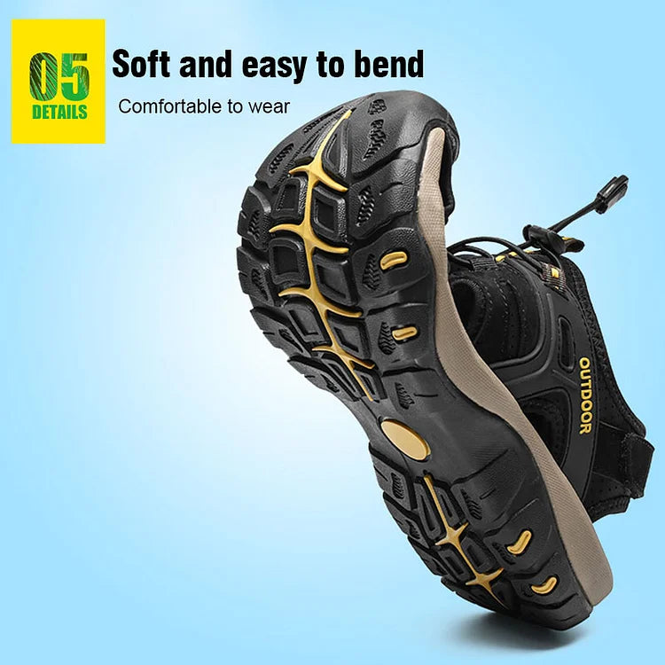 Férfi zárt orrú sportszandálok sporttúra szandálok szabadtéri túracipők bőr strand horgászszandálok