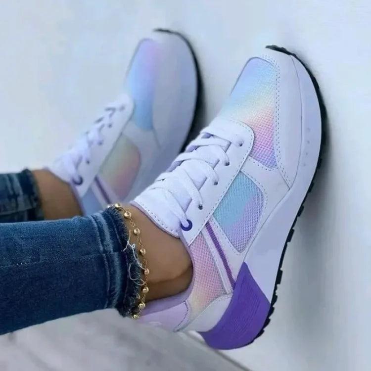 Női divat vegyes színű, fűzős, alkalmi, vulkanizált cipők