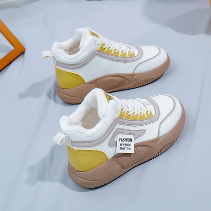 Női magas felső, vastag talpú polár Martin csizma