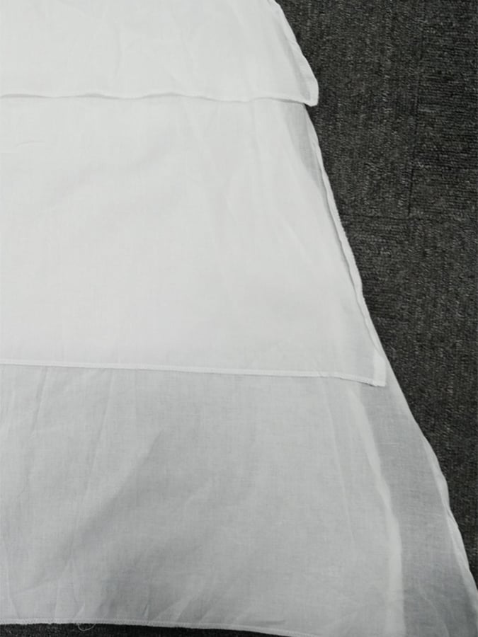 Pamut és vászon kétrétegű színes blokk hasított, rövid ujjú, kerek nyakú ruha