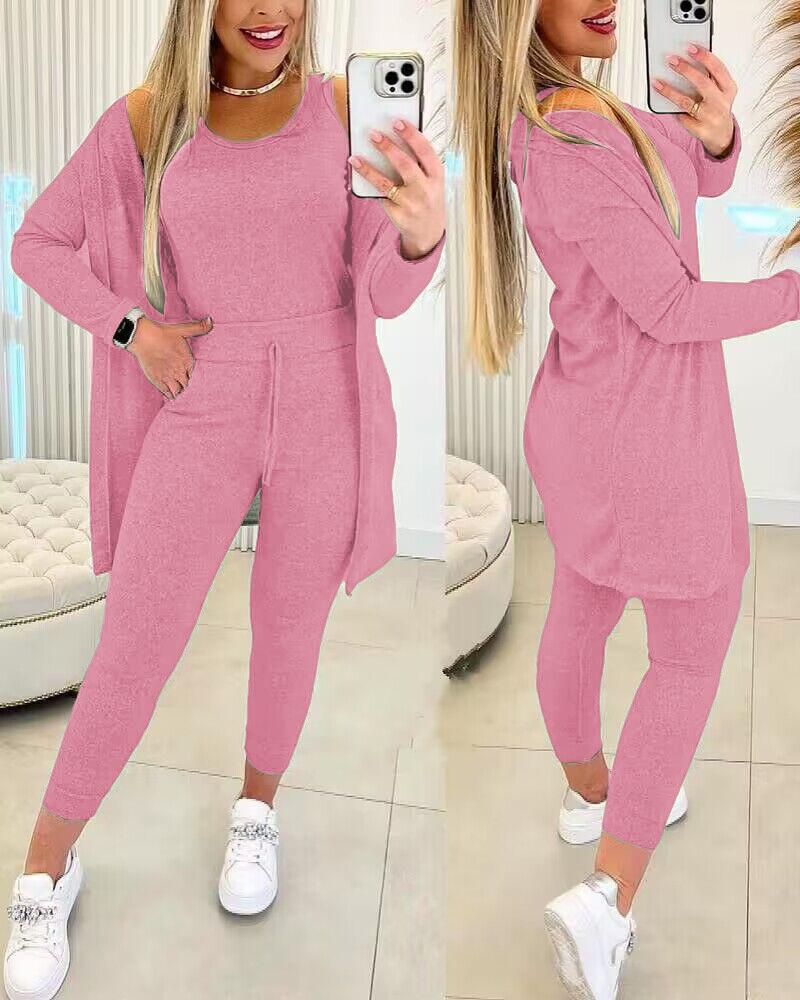 2023 őszi új egyszínű mellény + elasztikus deréknadrág