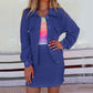 Egyszínű, hosszú ujjú kardigán hajtóka egysoros alkalmi öltöny