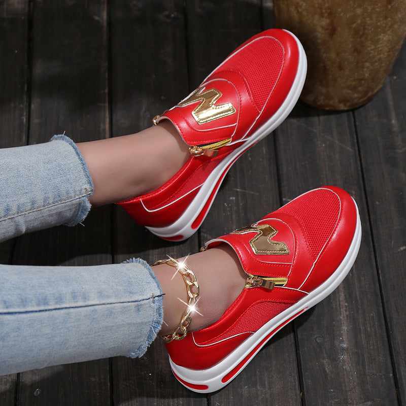 2023-as új, egyszínű, cipzáros alsó tornacipő