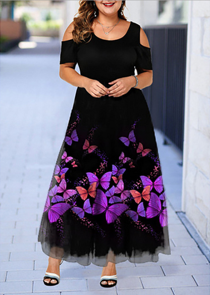 2022-es női lenge ruha, kerek nyakú, rövid ujjú tavaszi nyár elegáns hosszú ruha alkalmi ruha ruhák