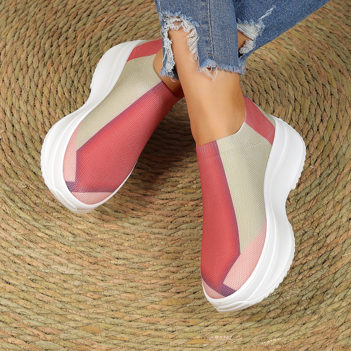 NŐI ORTOPÉD CSIZMÁK NADRÁG hajlítástámogató RAKTÁROK - FASHION COLORBLOCK ZOKNI CIPŐ