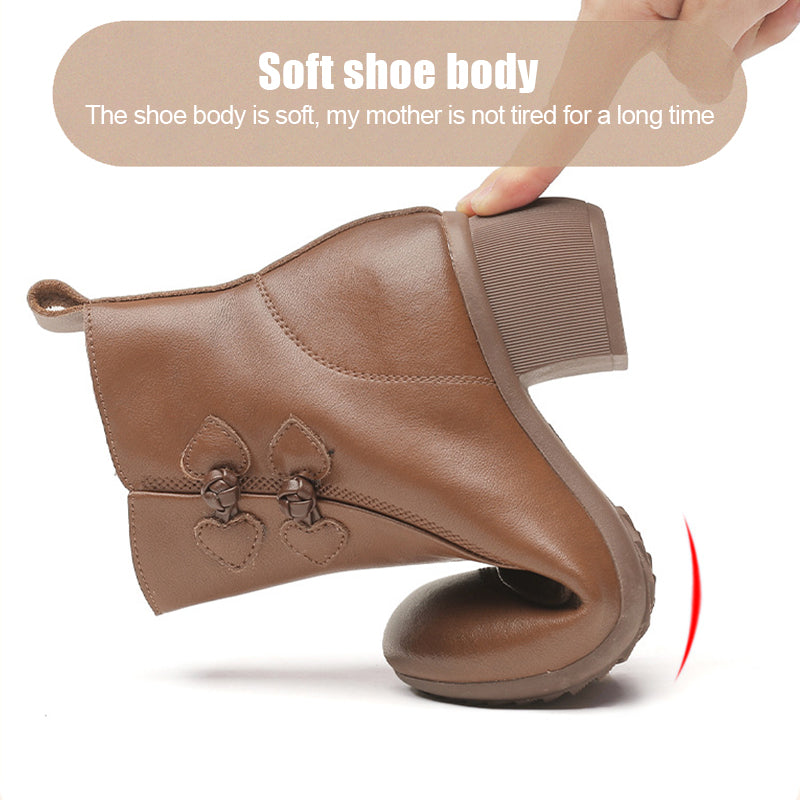 Marhabőr középsarkú, puha talpú rövid csizma