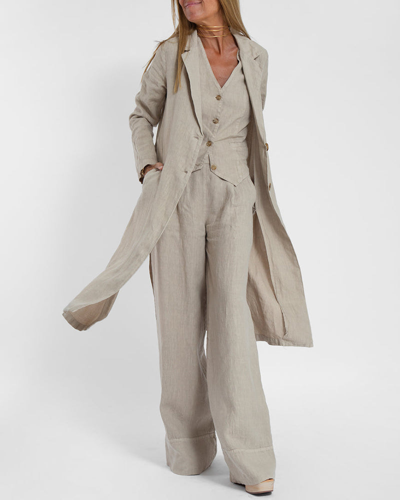 Alkalmi karcsúsított, hosszú gallérú kabát füles zsebekkel