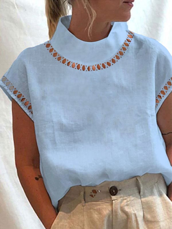 Női pamut vászon csipke garbó ing