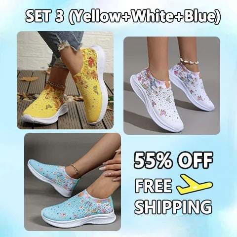 Női virág strasszos zokni, kényelmes sportcipő