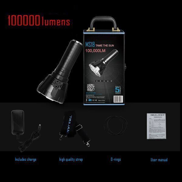 100000 lumenes nagy teljesítményű LED vízálló zseblámpa
