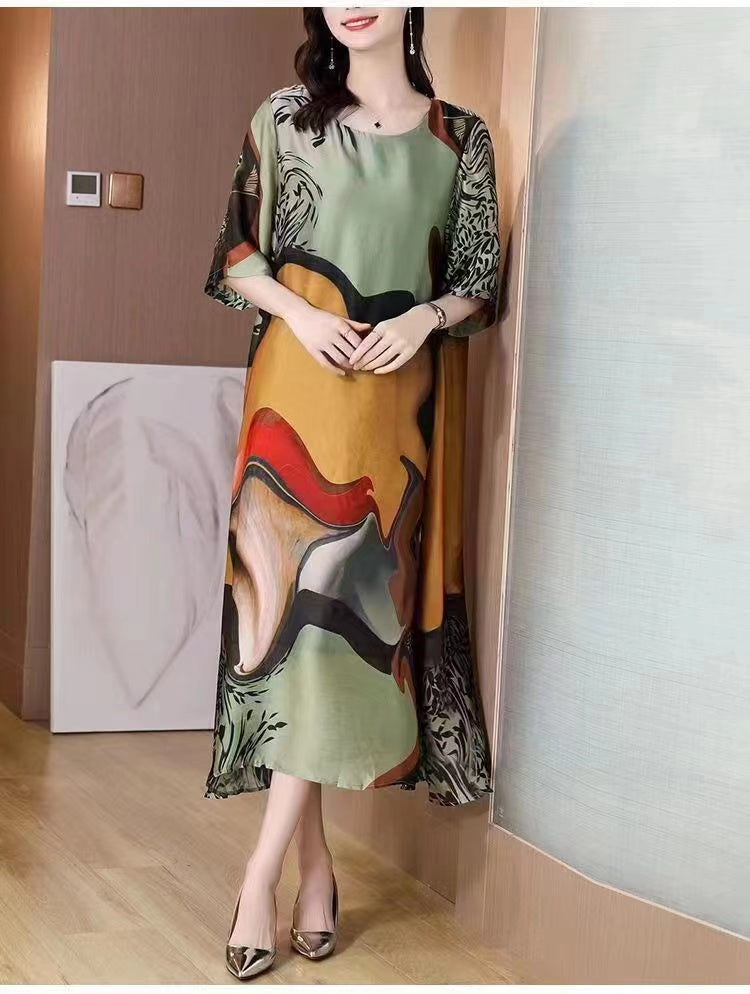 2023 nyári új selyem bő ruha