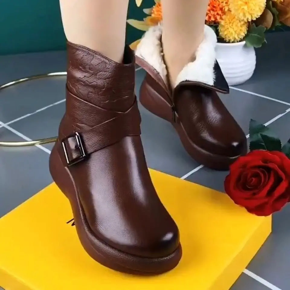 😍【35-40】2023 új őszi-téli női meleg bársony csizma, kényelmes sétáláshoz és lábápoláshoz.