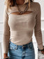 Szexi mellkasi kivágású, hosszú ujjú bordás felsők